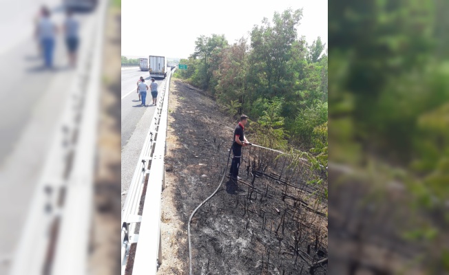 Kırklareli'nde otoyol üzerindeki ağaçlık alanda çıkan yangınlar söndürüldü