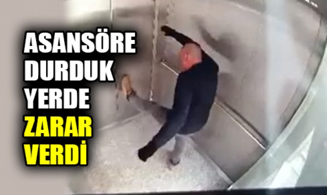 Asansöre durduk yerde zarar verdi