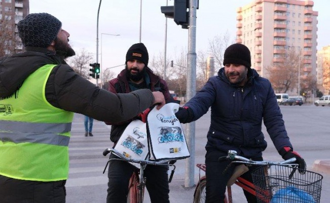 Konya'da “Dünya Kışın Bisikletle İşe Gitme Günü” etkinliği