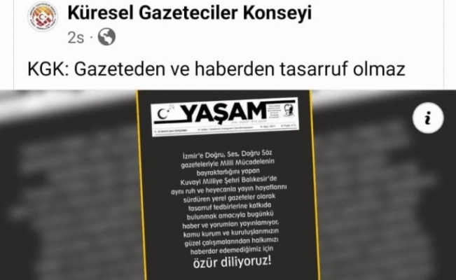 Tasarrufta medyanın hedef alınmasına bir tepki de KGK’dan: Gazeteden ve haberden tasarruf olmaz