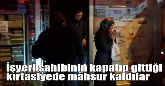 İşyeri sahibinin kapatıp gittiği kırtasiyede mahsur kaldılar