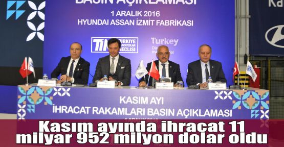 Kasım ayında ihracat 11 milyar 952 milyon dolar oldu