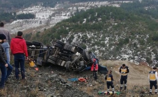 Sakarya'da şarampole devrilen tırın sürücüsü öldü