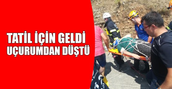 Uçurumdan düşen kadın yaralandı